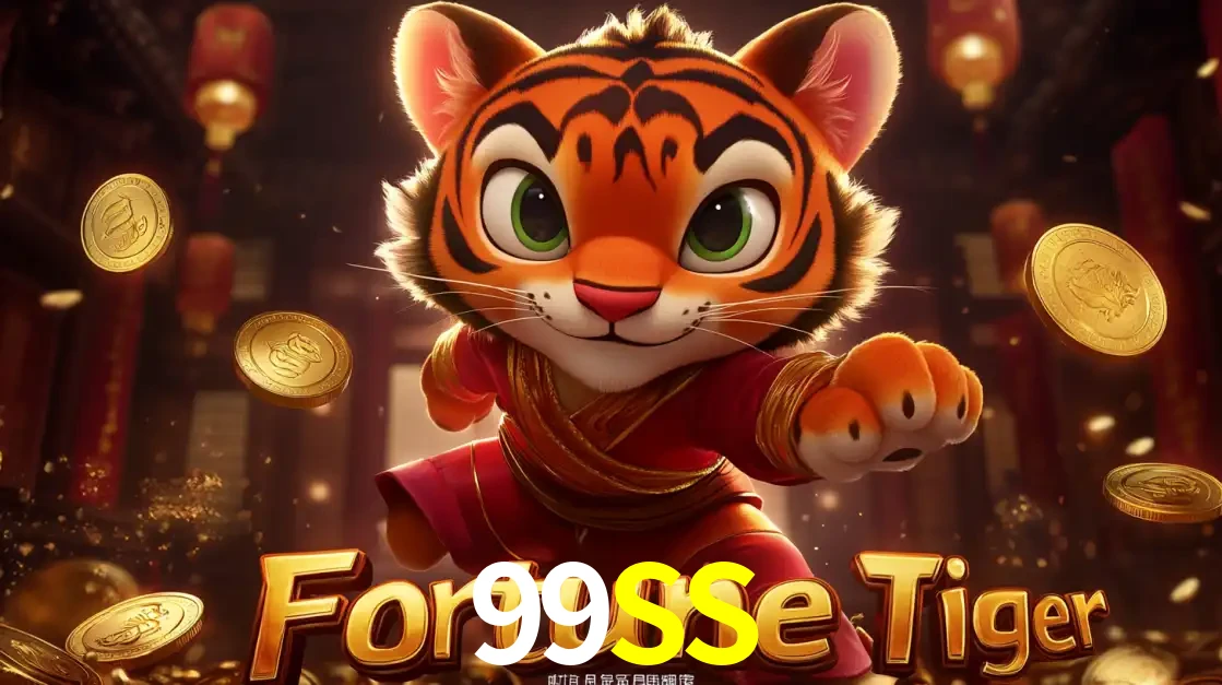 O carismático mascote do jogo de slot Fortune Tiger, um tigre fofo em pose de artes marciais, pronto para trazer sorte e multiplicadores de ganhos no cassino online 99SS.